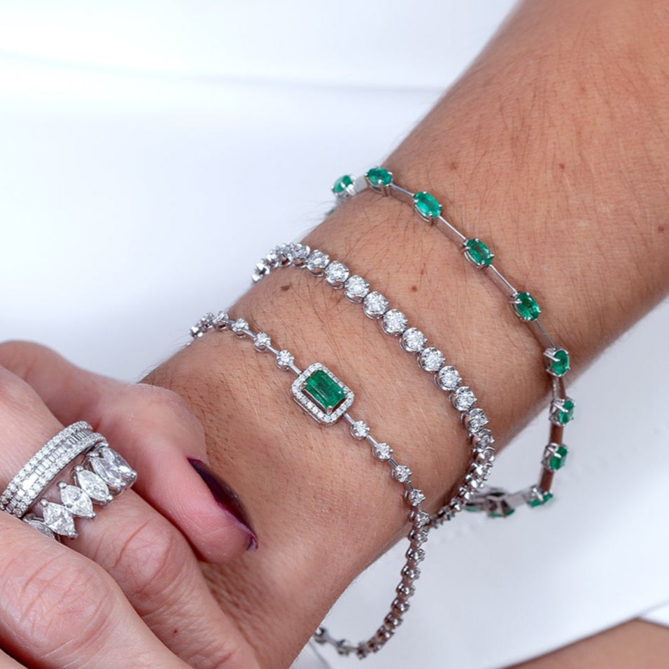 Pulseira Riviera Espaçada Esmeraldas