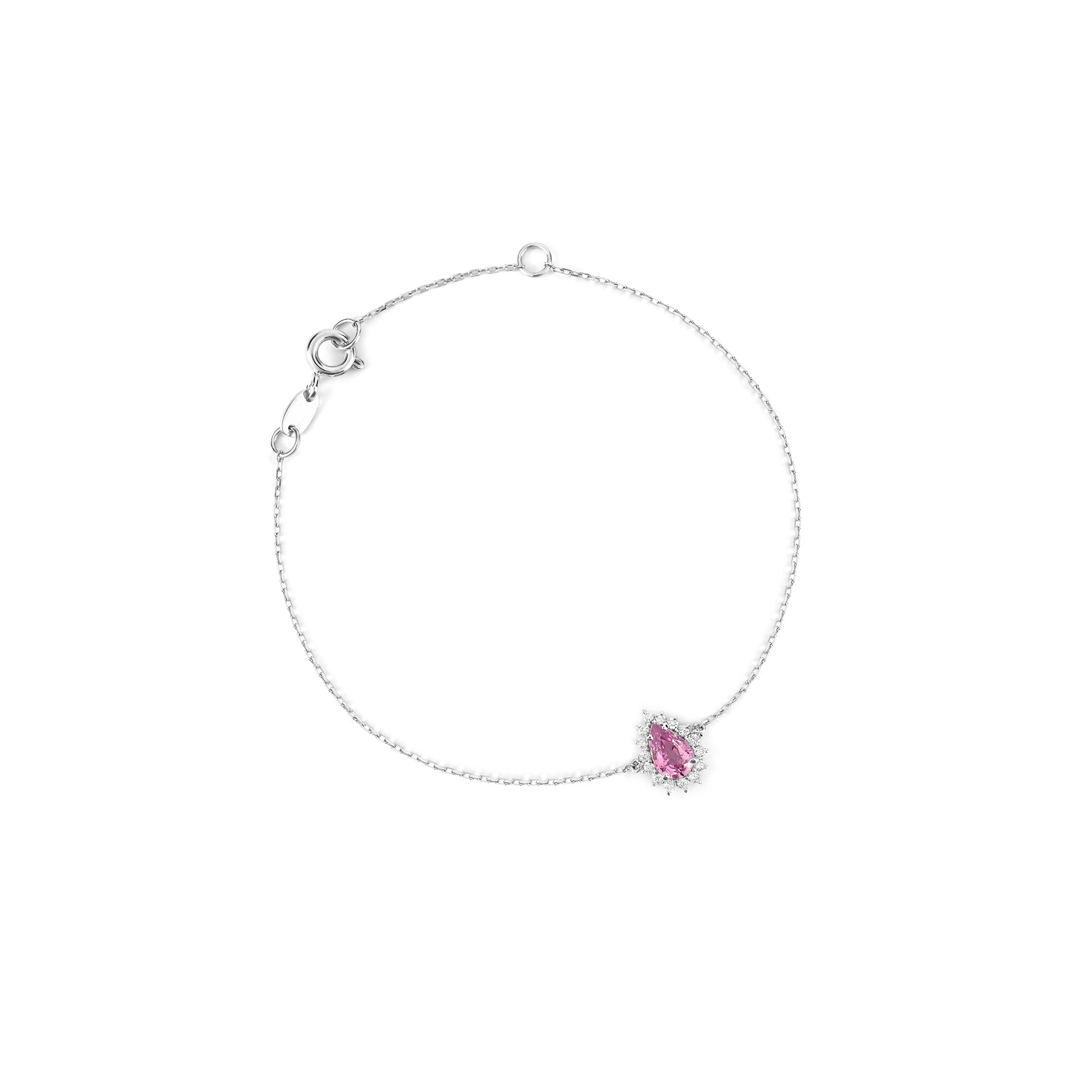 Pulseira Gota  Turmalina Rosa e Diamantes