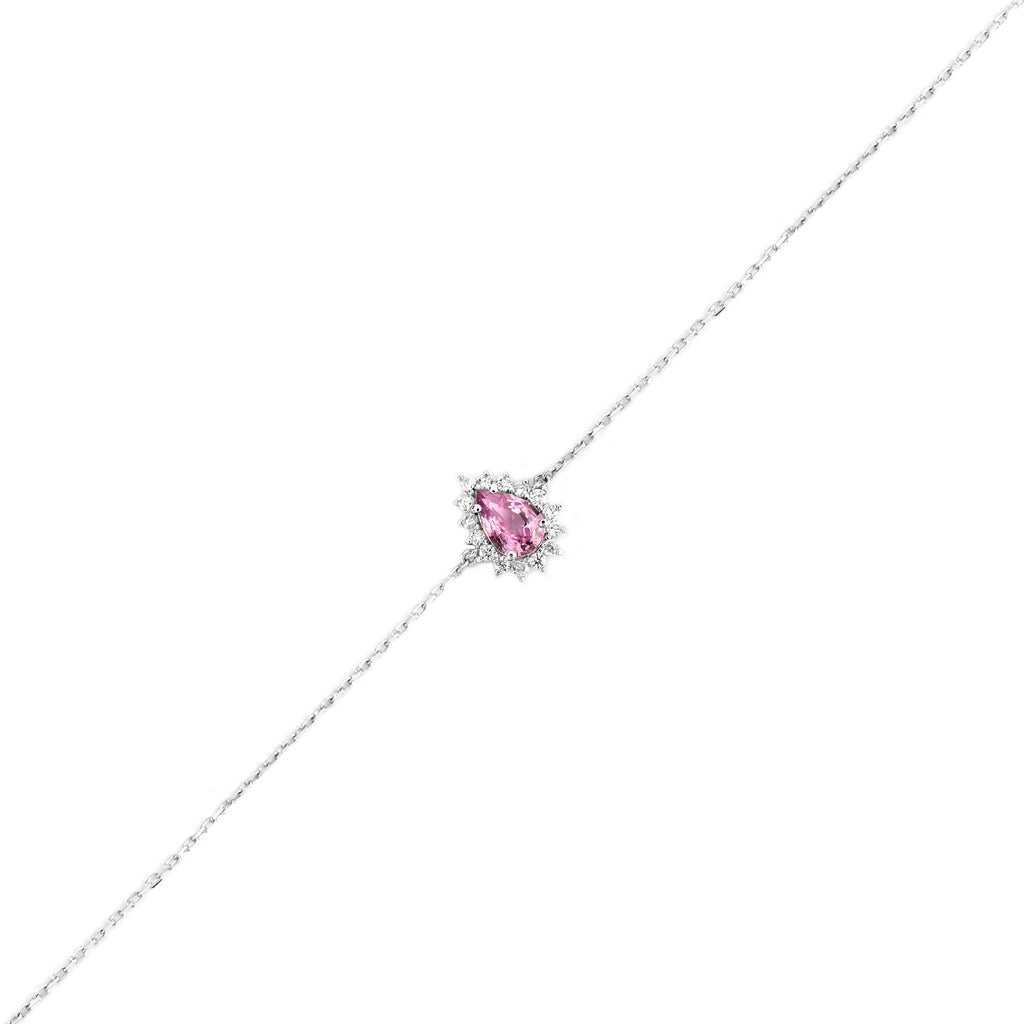 Pulseira Gota  Turmalina Rosa e Diamantes