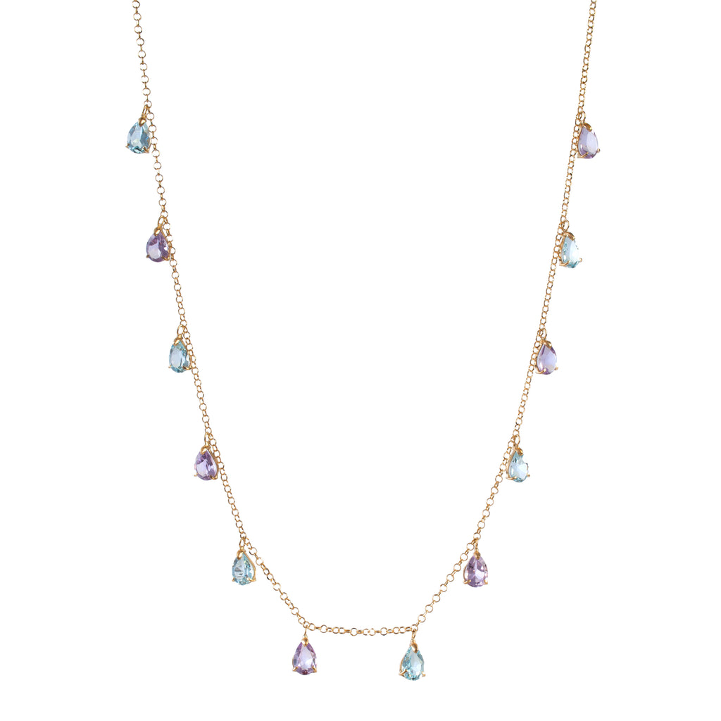 Colar topázio sky e ametistas